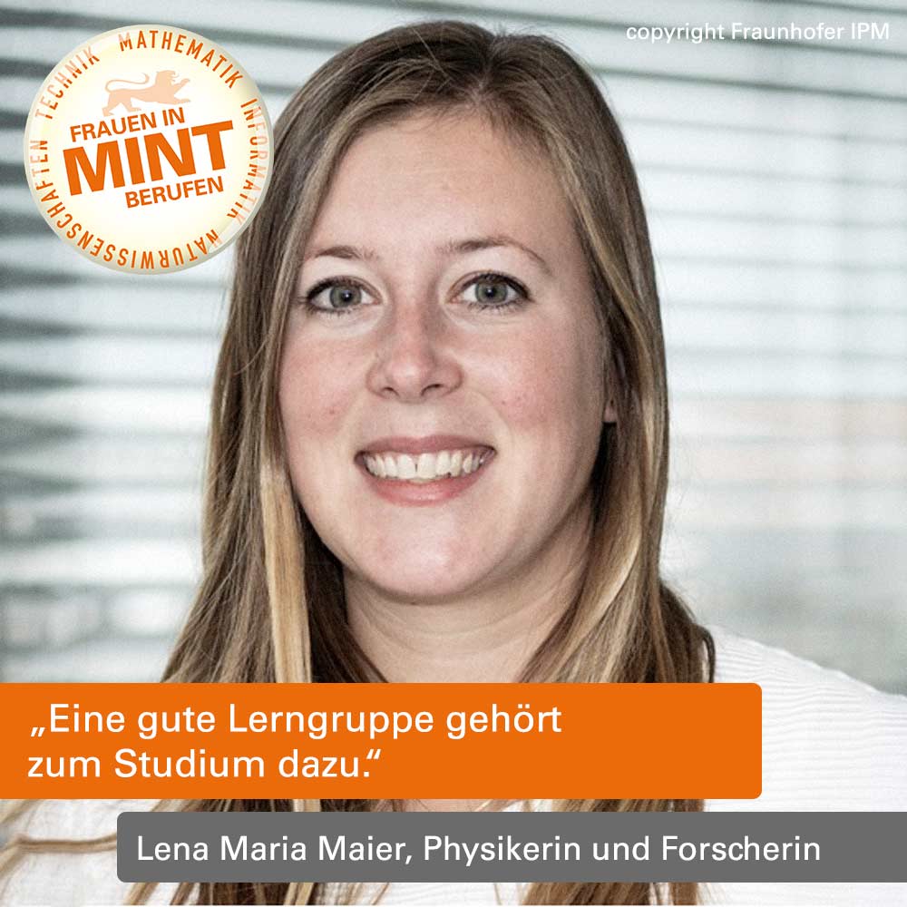 Das Bild zeigt die Physikerin Lena Maria Maier vom IPM, wie sie freundlich in die Kamera lächelt.